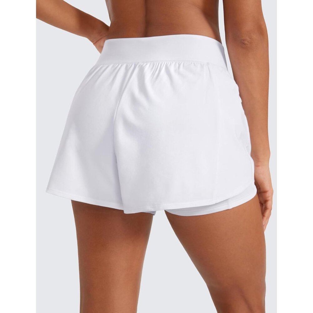 Women's Double Layer Running Shorts High Waisted … - image 2